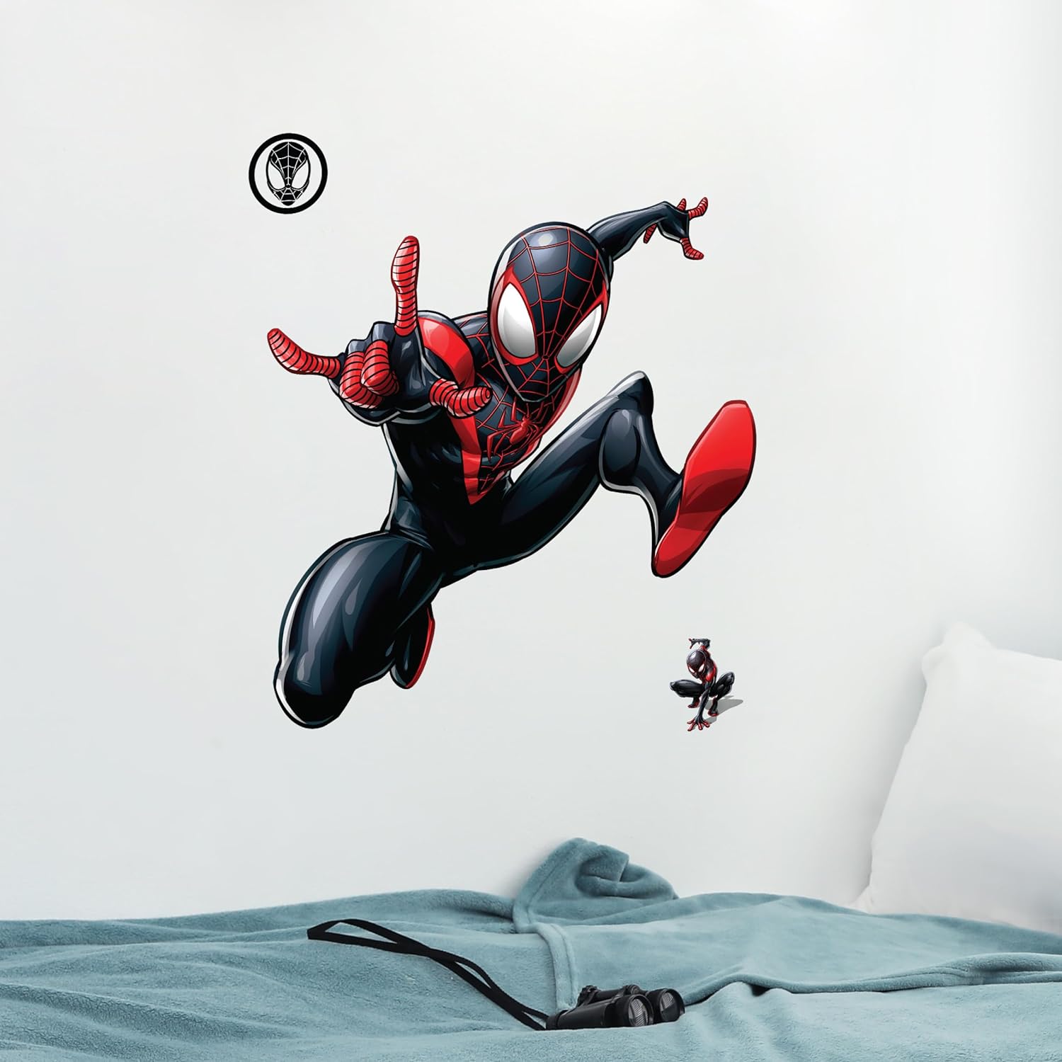 Wall Palz Marvel Miles Morales Wall Decal – Marvel Wall Decals with 3D Augmented Reality Interaction – 21″ Spider-Man Miles Morales Bedroom Wall Decor