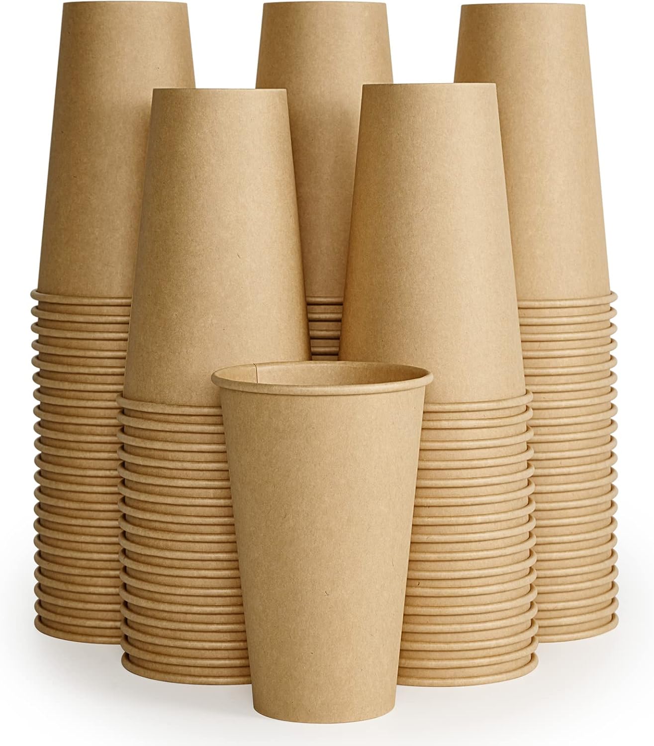 LITOPAK 100 Pack 16 oz Kraft Paper Cups, Disposable Coffee Cups, Disposable Drinking Cups, Hot Coffee Cups, and Paper Coffee Cups for Water, Coffee, Juice, and Milk