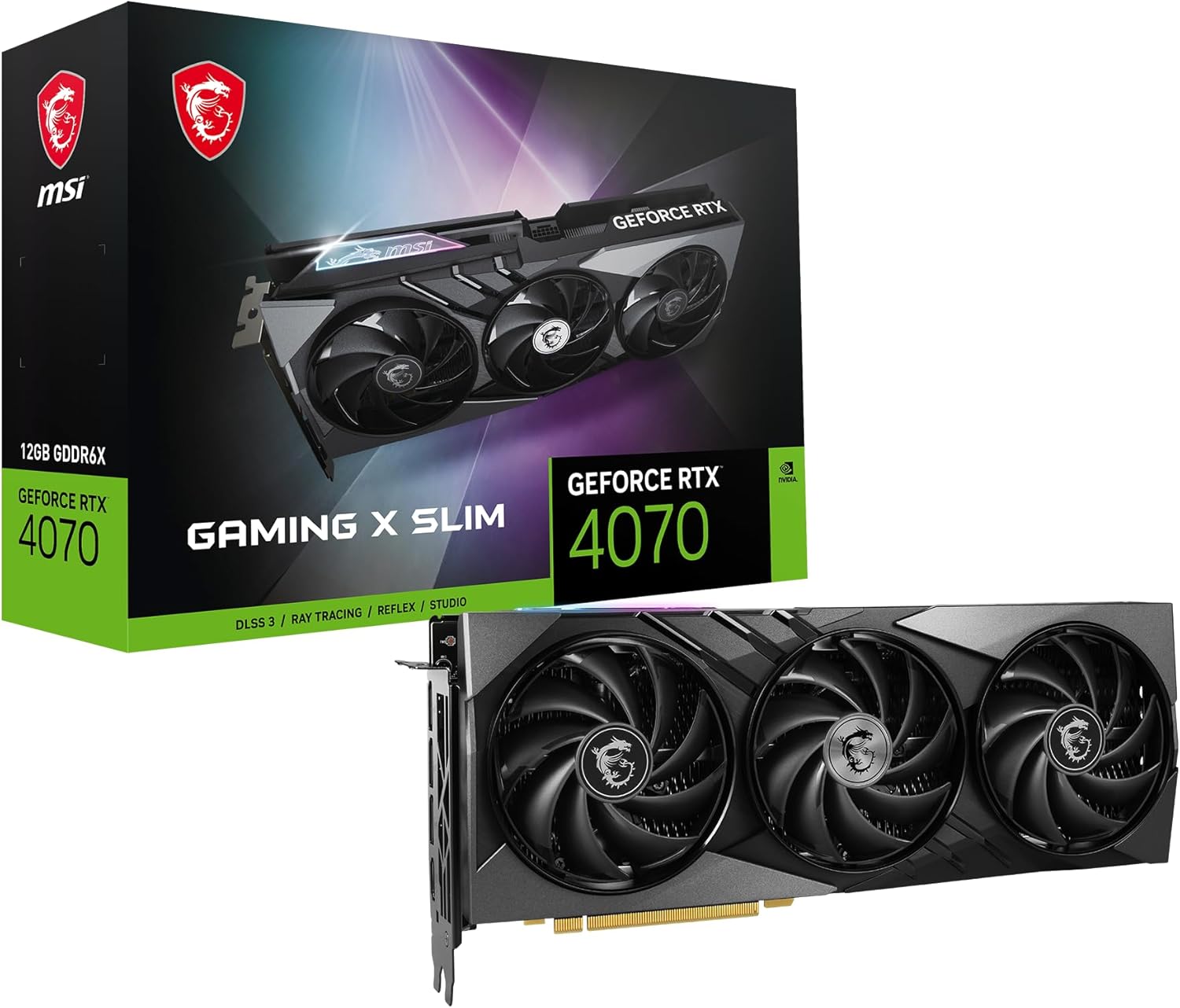 MSI GeForce RTX 4070 Gaming X Slim 12G Graphics Card – 12GB GDDR6X (21Gbps/192-bit), PCIe 4.0 – TRI Frozr 3, RGB