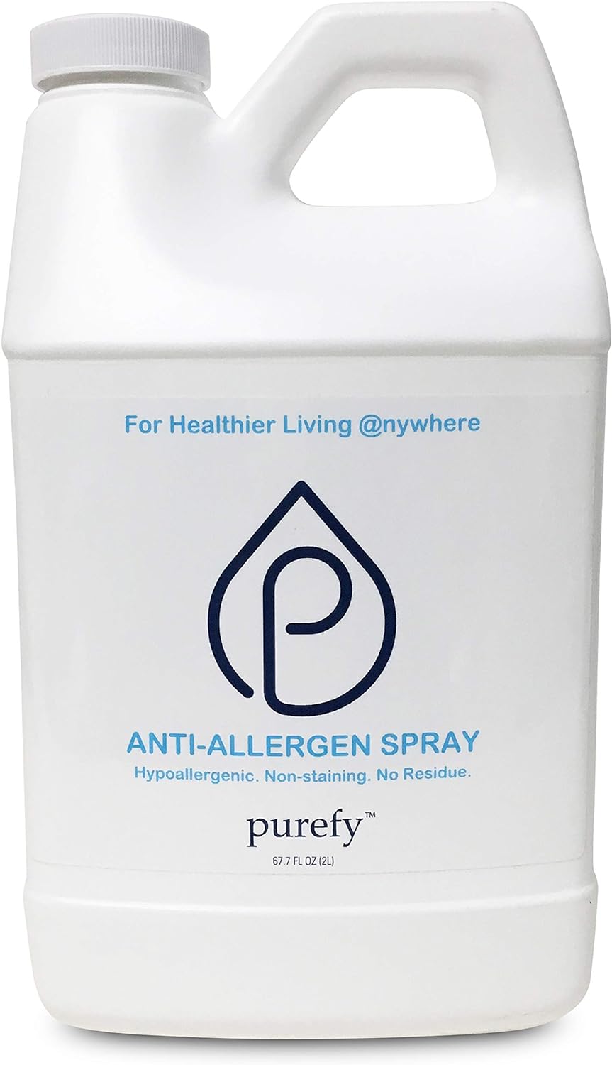 Anti-Allergen Spray (68oz Refill), Hypoallergenic. Eliminate Allergens and Odor. Baby Safe. Unscented. No Residue. Asthma & Allergy Safe for Babies & Pets. Allergen Reducer for Healthier Life!