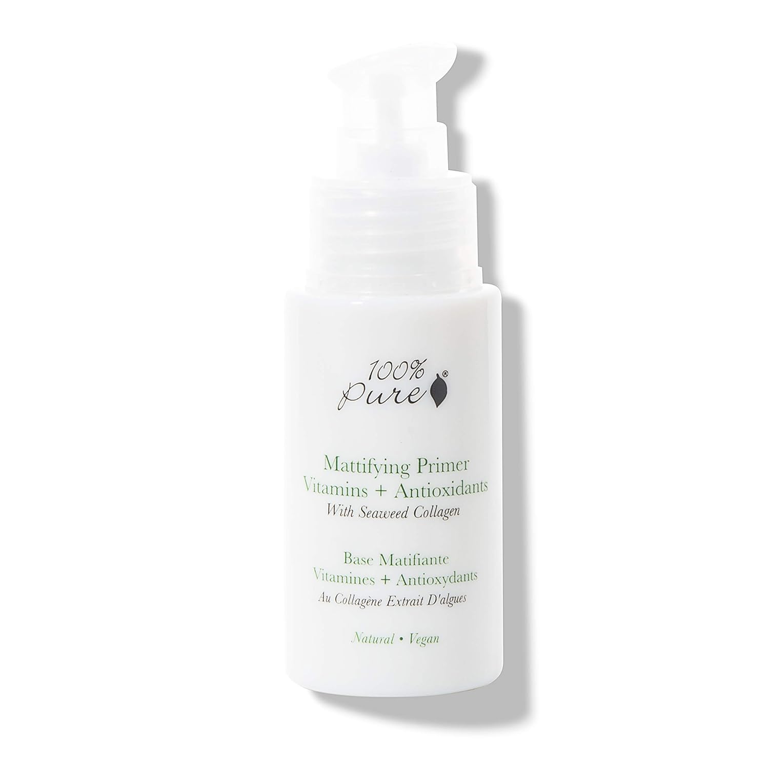 100% PURE Mattifying Face Primer Plumping Makeup Base & Moisturizer with Anti-Aging Seaweed Collagen – Long-Lasting Matte Pore Diminishing Cosmetics Prep, Flawless Smooth Skin Hydration – 1 oz