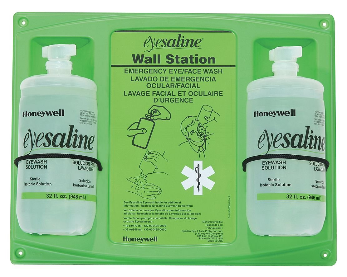 Honeywell HON32-000462-0000 Fend-all 32 oz. Double Bottle Eyesaline Sperian Sterile Eye Wash Wall Station, English, 15.34 fl. oz. Volume, Plastic, 1″ x 1″ x 1″