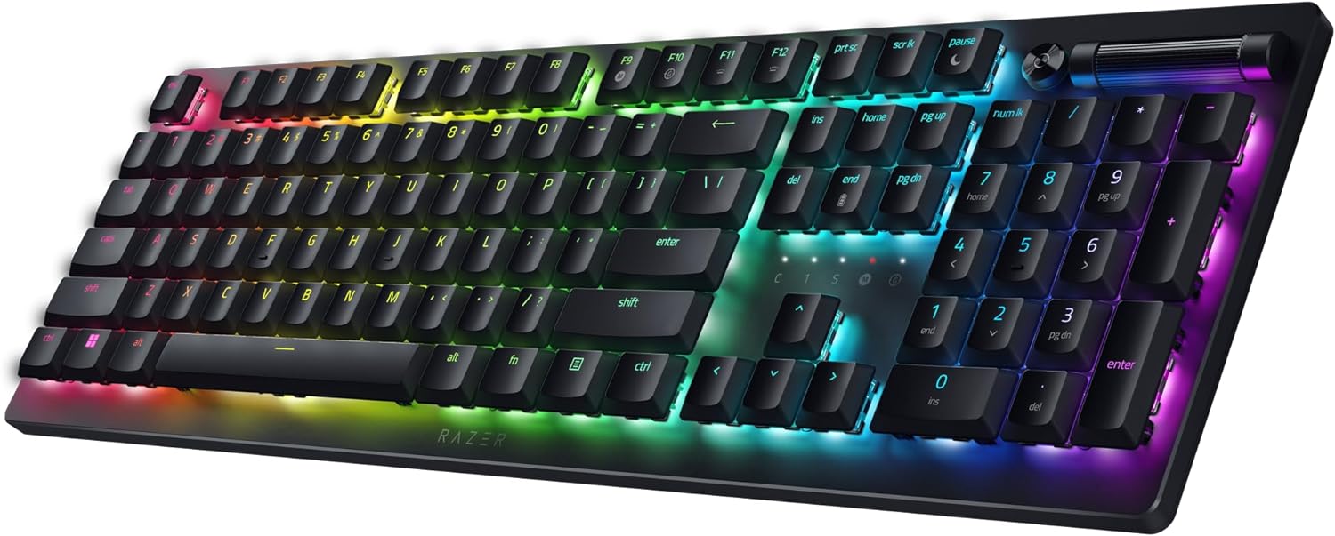 Razer DeathStalker V2 Pro Wireless Gaming Keyboard: Low-Profile Optical Switches – Linear Red – Hyperspeed Wireless & Bluetooth 5.0-40 Hr Battery – Ultra-Durable Coated Keycaps – Chroma RGB (Renewed)