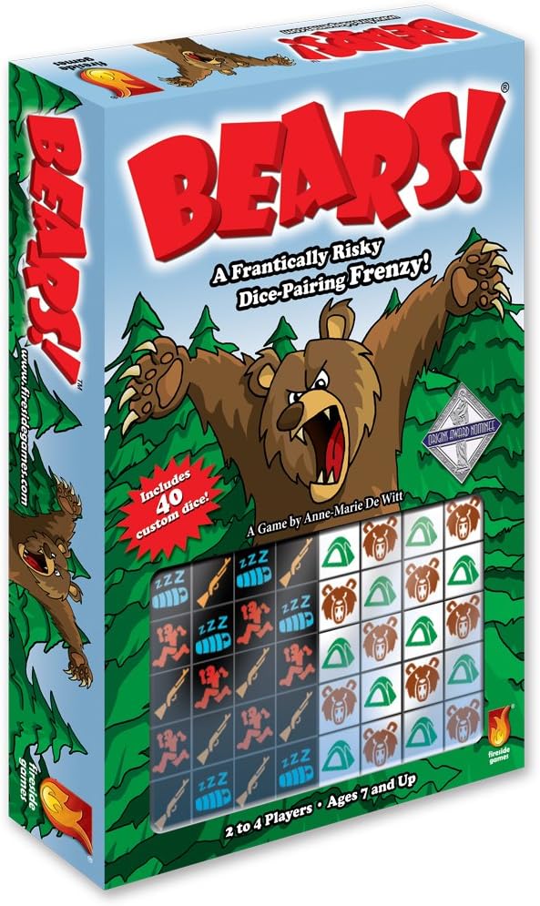 Bears – an Exciting Board Game for Family Fun – A Fast-Paced Dice Pairing Game for 2-4 Players Ages 7 and Up with 20 Minute Play Time by Fireside Games