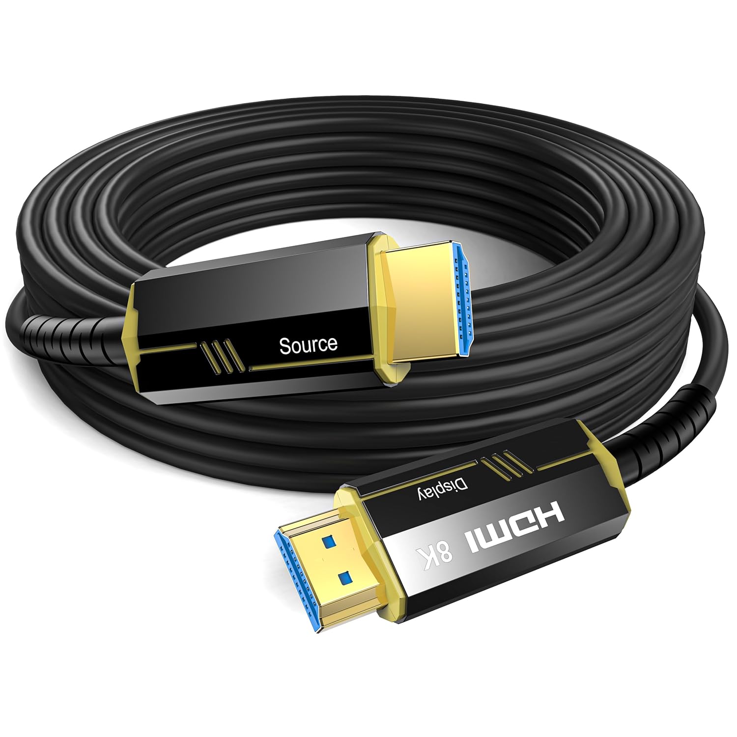 Fiber Optic HDMI Cable 100FT, 8K (HDMI 2.1,48Gbps) Ultra High Speed HDMI Cord with Gold Plated Connectors, 8K@60Hz 4K@120Hz, Compatible for HDTV PC Projector Large Display, Male-to-Male