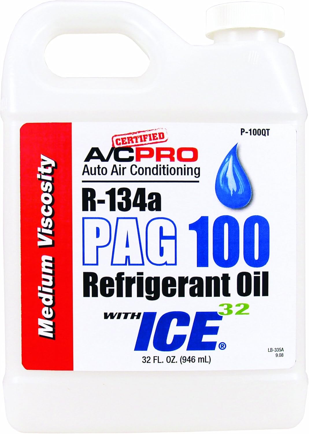 A/C PRO P100UVQT R-134a PAG 100 Refrigerant Oil with UV Dye-32 oz.