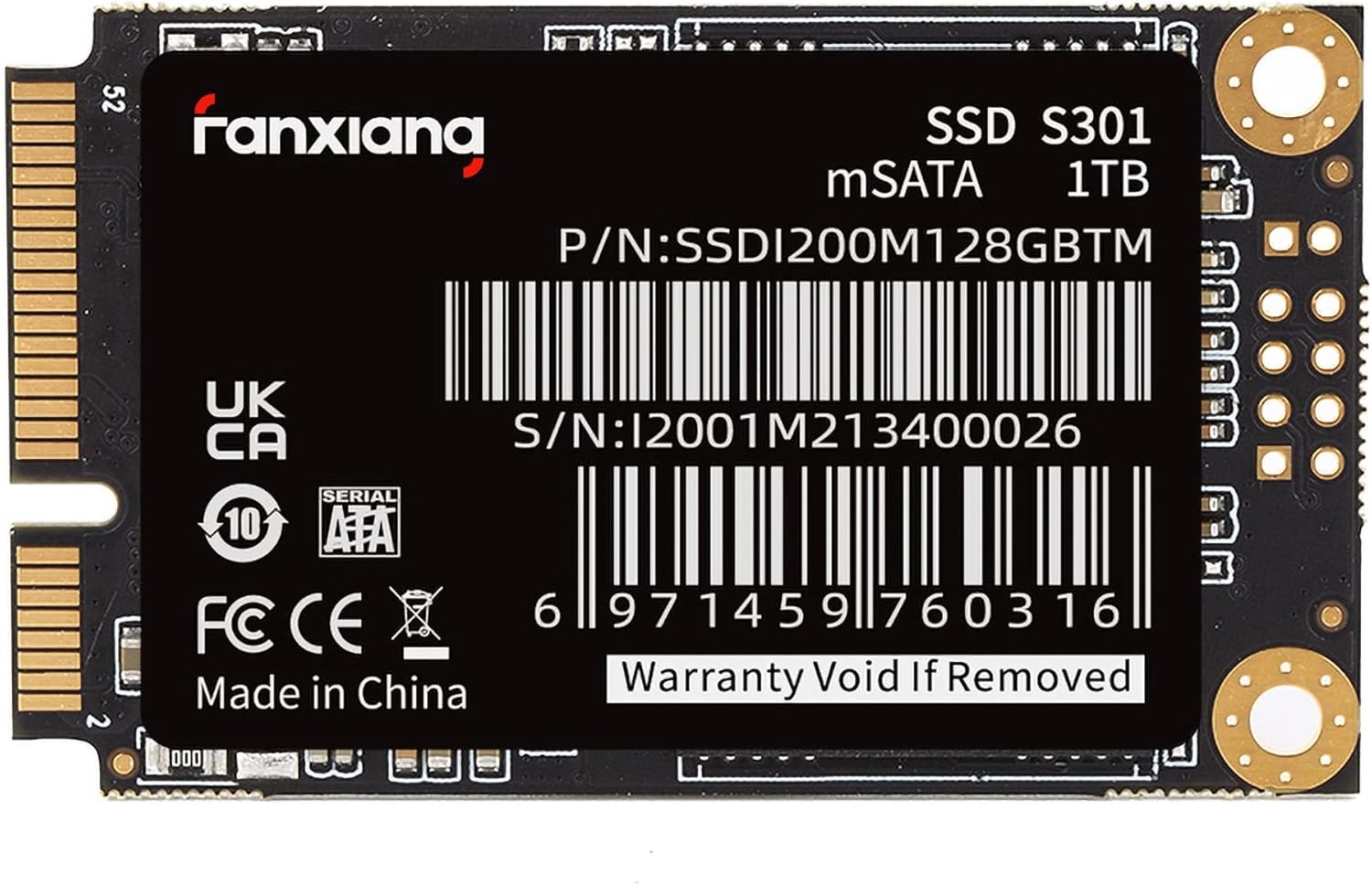 fanxiang S301 2TB mSATA SSD Mini SATA III 6Gb/s Internal Solid State Drive, 3D NAND, Compatible with Ultrabook Desktop PC Laptop