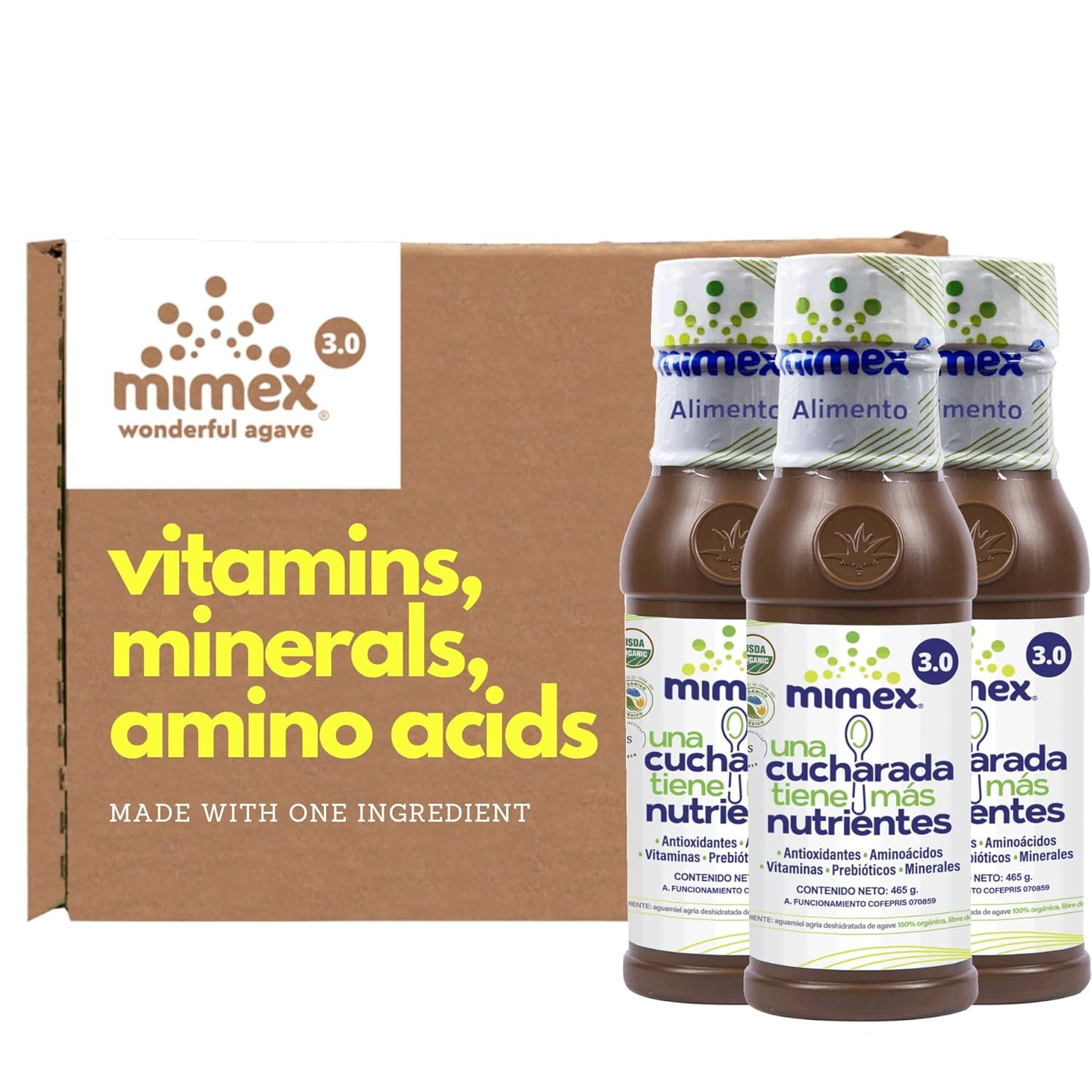 Mimex | Organic food, sap agave concentrated, maguey, micro nutrients 3 bottles