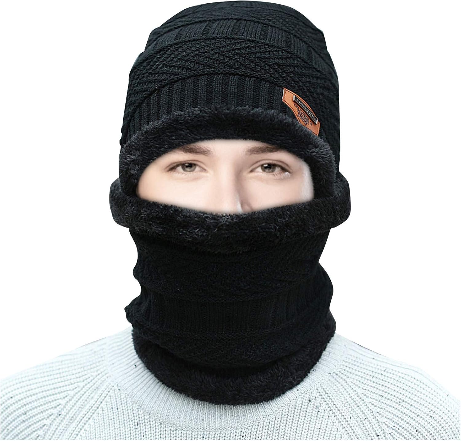 BCDlily Women Men Thermal Winter Beanie Hat Scarf Set Warm Skull Caps with Neck Warmer