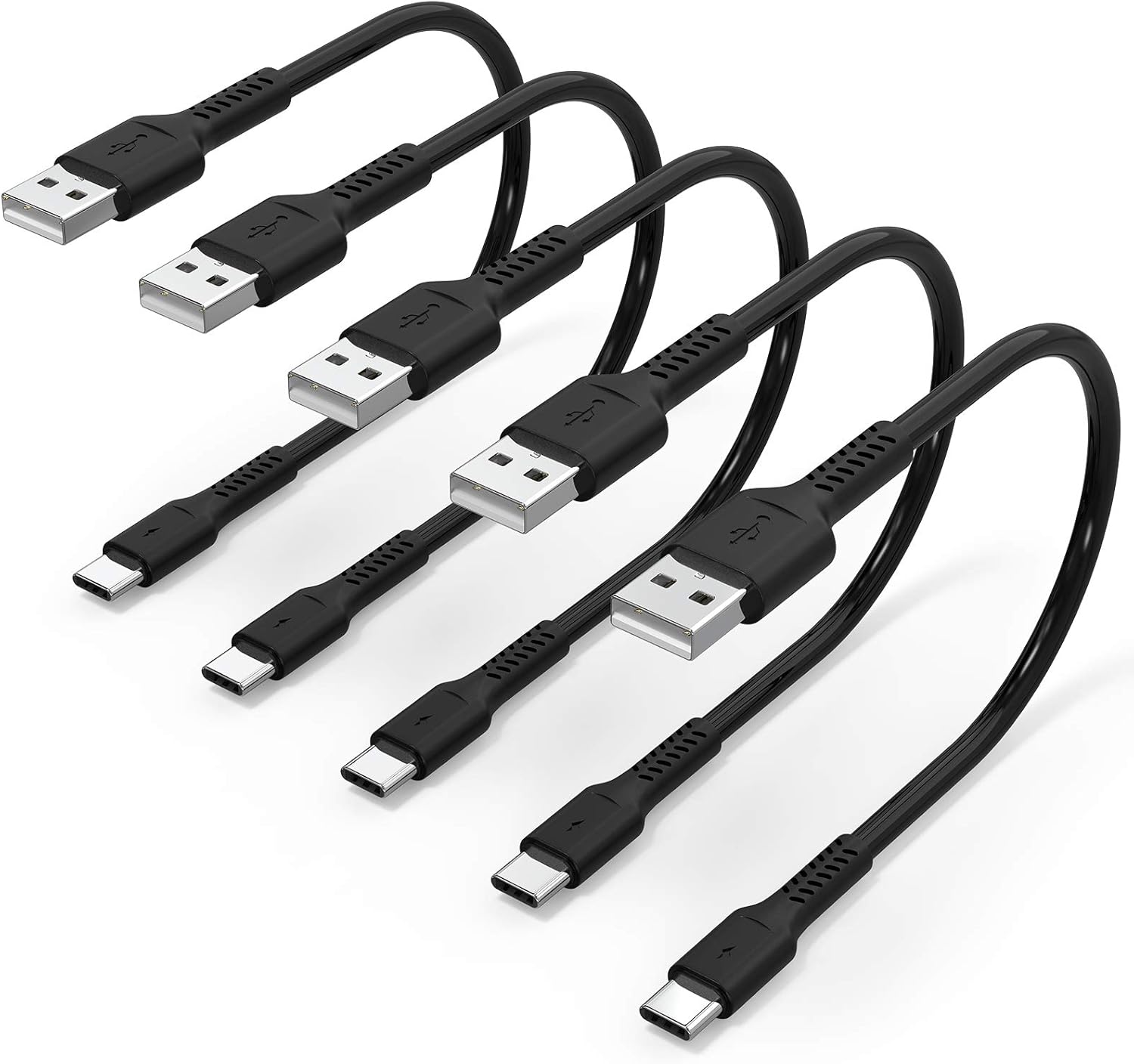 1 Foot Short USB C Cord Fast Charge 5 Pack Durable USB A to USB Type C 3A Fast Charging Cable for Charging Station Compatible with Samsung Galaxy Note 20 A20 A51 S10 S20 Plus Ultra LG Stylo K51