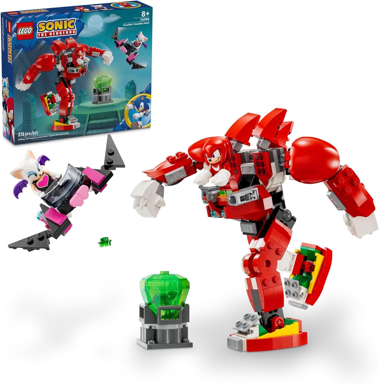 LEGO Sonic The Hedgehog Knuckles’ Guardian Mech Building Toy Set, Sonic Toy for Kids, Video Game Inspired Knuckles Action Figure with Master Emerald, Gaming Gift for 8 Year Old Boys and Girls, 76996