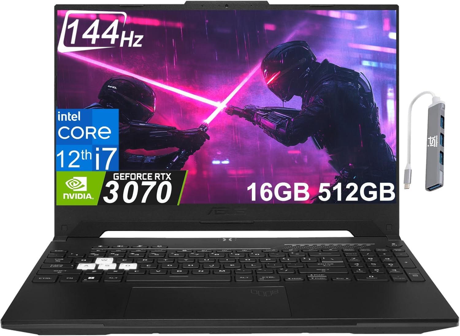 Asus TUF Dash F15 Gaming Laptop (15.6″ 144Hz, Geforce RTX 3070 8GB (Beat RTX 4060), 16GB DDR5 RAM, 512GB PCle SSD, Intel 12th Gen i7-12650H), Thunderbolt 4, Backlit KB, IST Hub, Win 11 Home, Black