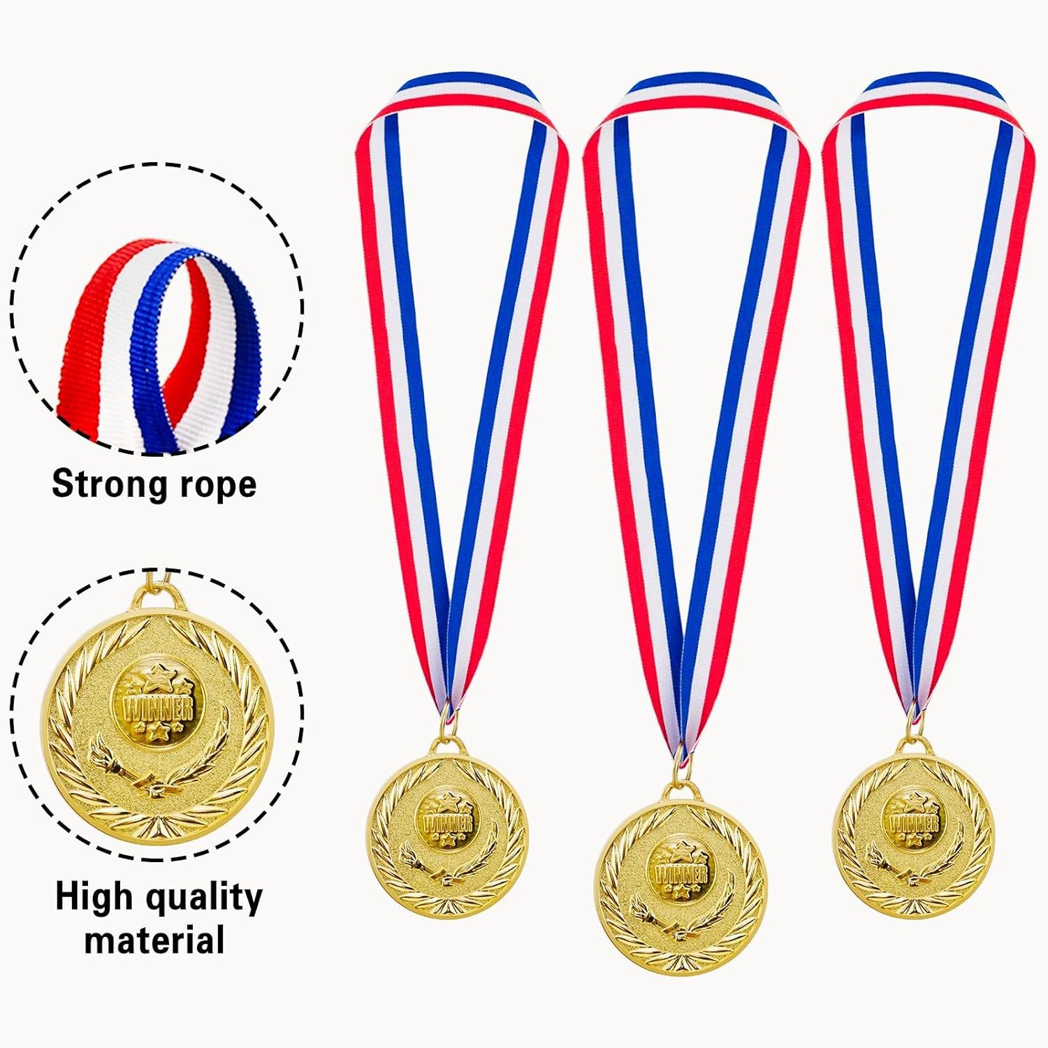 Abaokai 12 Pieces Gold Award Medals-Winner Medals Gold Prizes for Sports, Competitions, Party, Spelling Bees, Olympic Style, 2 Inches