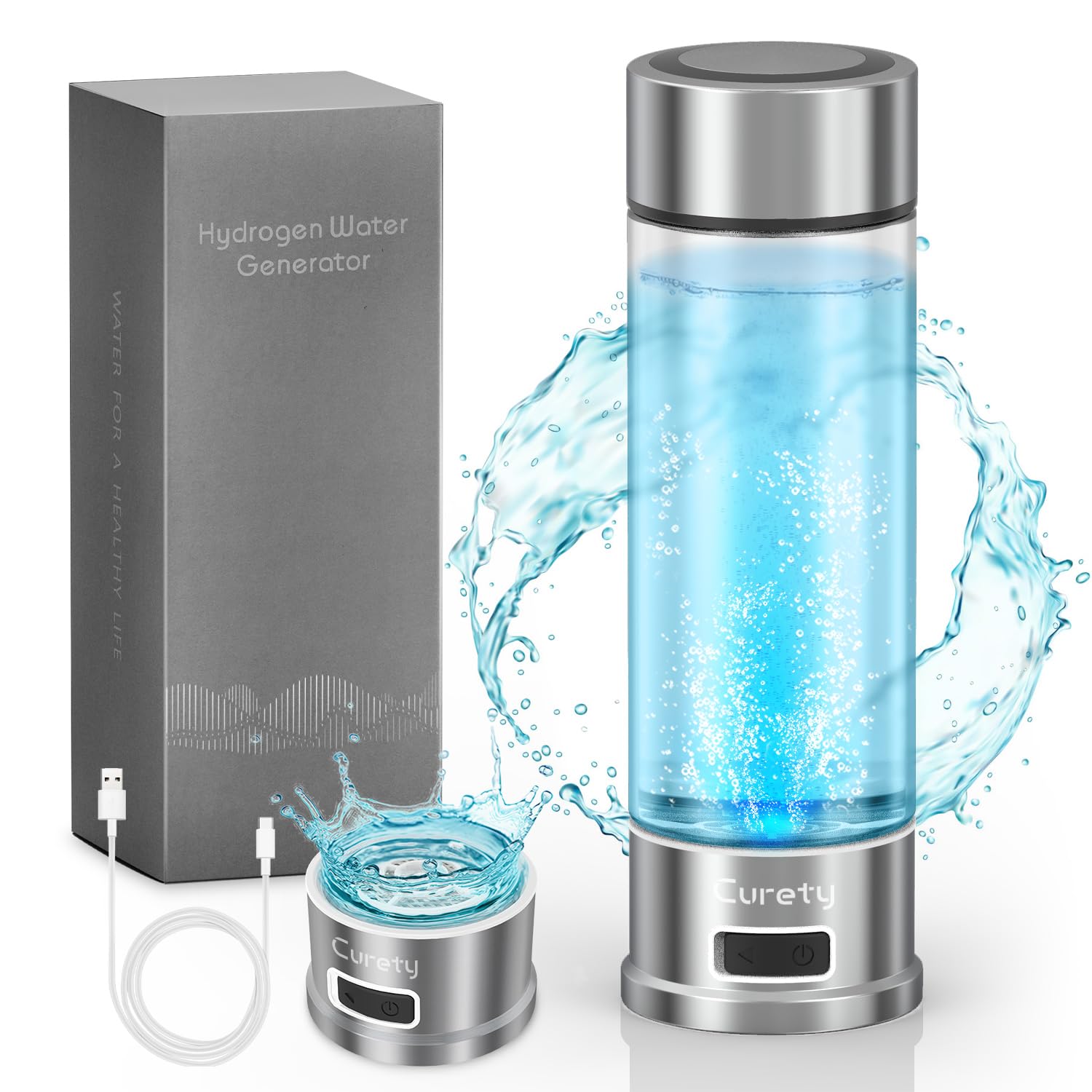 Hydrogen Water Bottle Generator, Portable 1500ppb Hydrogen Water Machine with SPE/PEM Technology, Alternative for Hydrogen Water Pitcher, Water Ionizer, Hydro Water Bottle for Health