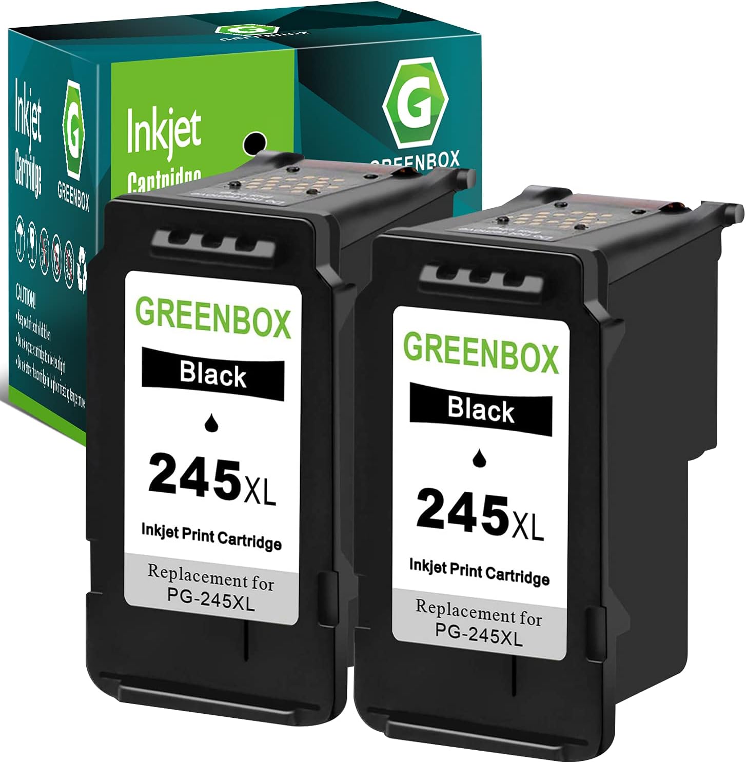 GREENBOX 245 245XL Black Ink Cartridge Replacement for Canon PG-245XL Ink Cartridges for PIXMA MX490 MX492 MG2522 TR4500 TR4520 TS3322 TS202 TS3122 MG2500 MG2922 MG2920 Printer Ink 245XL | 2 Pack