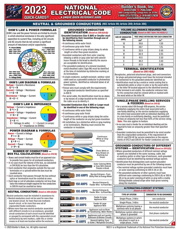 National Electrical Code Quick-Card Based On the 2023 NEC