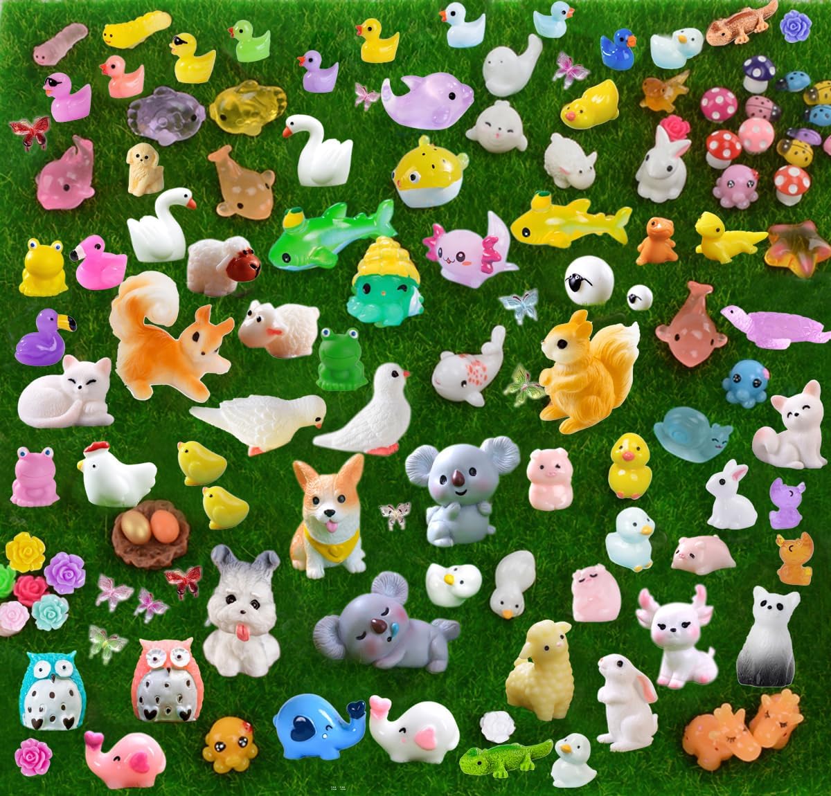 150 Pcs Mini Resin Animals Miniature Animals Figurines Tiny Resin Animals Small Animals Figures Mini Animals for Garden Décor Micro Landscape Ornaments Kit Fairy Garden Dollhouse Accessories