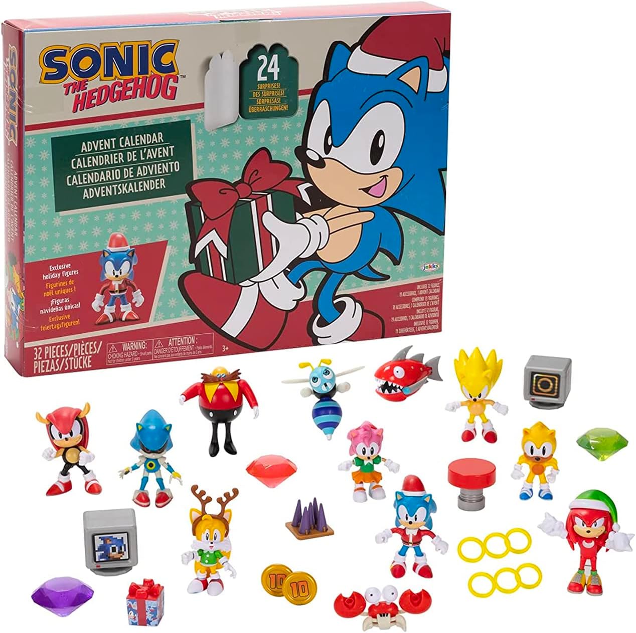 Sonic The Hedgehog Advent Calendar 2024 – 24 Surprises with Exclusive Collectible 2.5 Inch Holiday Action Figures!