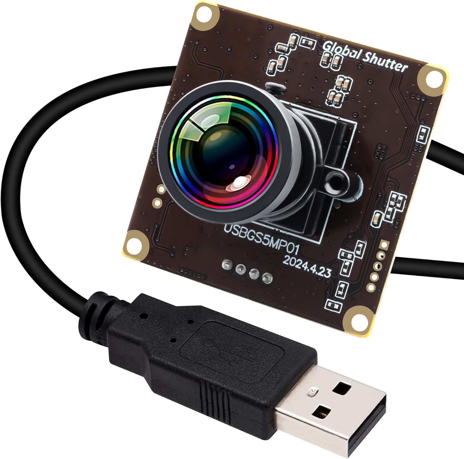 Global Shutter USB Camera Module for Laptop 60fps High Speed PC Camera Wide Angle 120degree Low Distortion Lens Webcam Board Mini UVC USB2.0 Lightburn Camera for Laser Engraver 5mp 50fps USB Camera