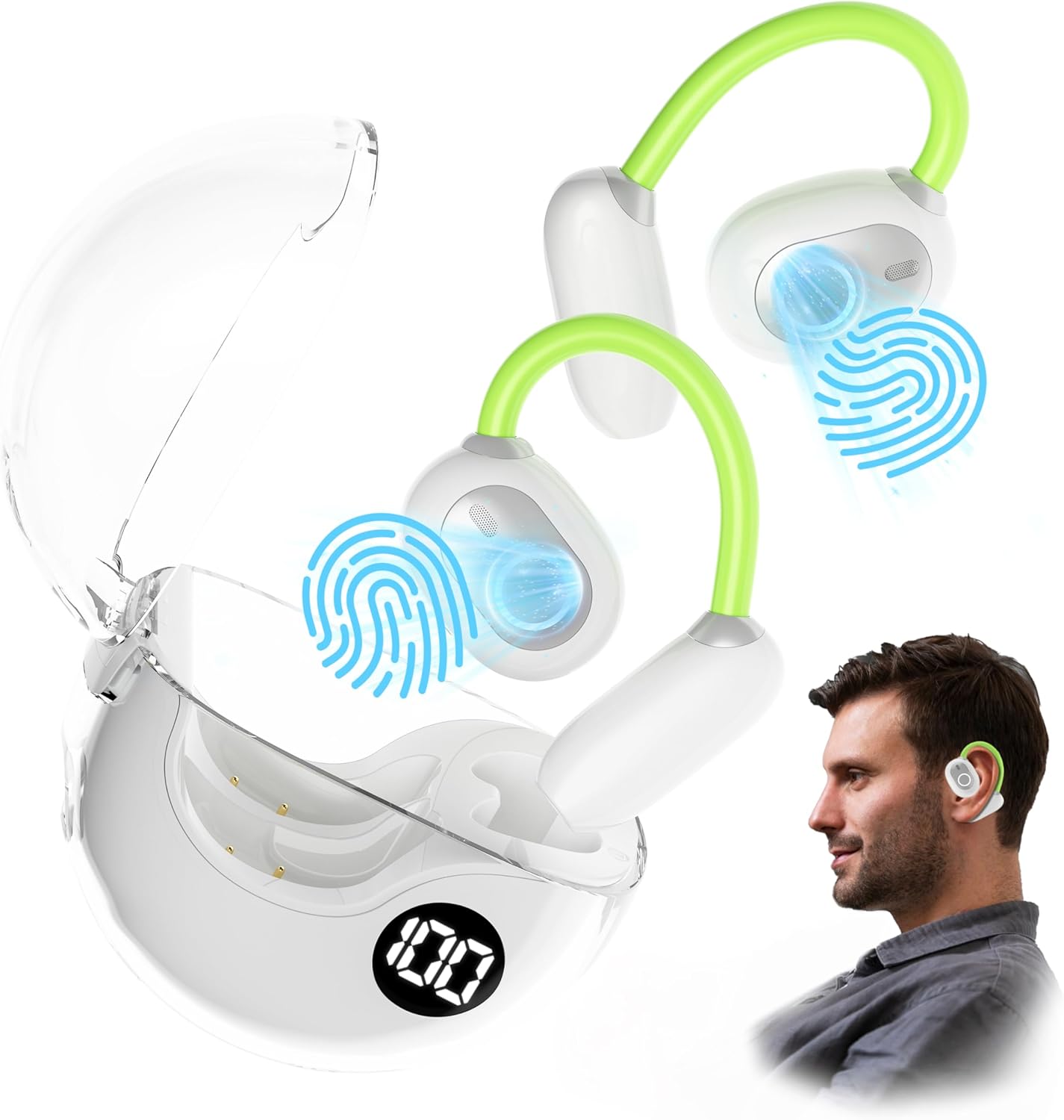 AI Language Translator Earbuds,TWS Language Translator Earphone in Real Time Supports 144 and 8 Offline AI Translations 3-in-1 Earbuds, Pure White