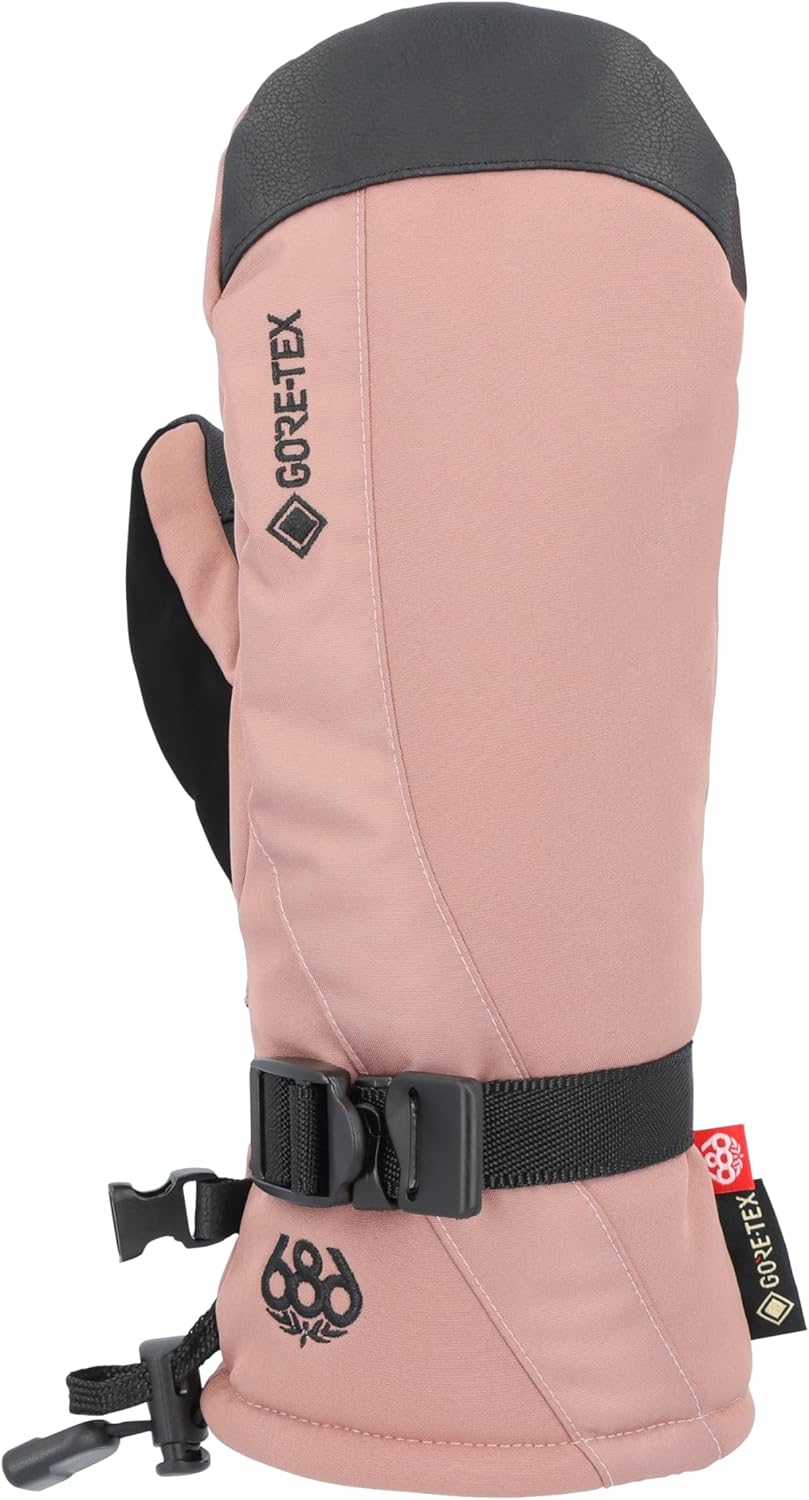 686 Women’s Gore-TEX Linear Mitt – 3L Softshell Fabric with Lining and Synthetic Leather Palm – Water & Weather Resistant