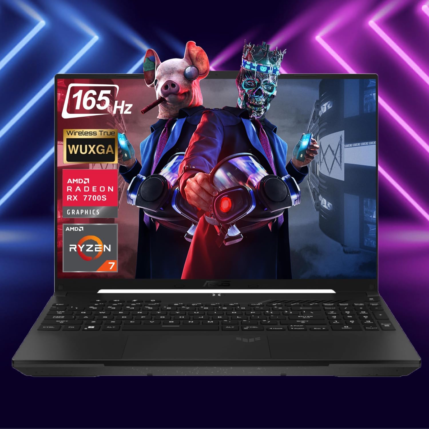 ASUS TUF 16″ Ryzen 7 Ultimate Gaming Laptop, 16″ FHD+ 165Hz, AMD Ryzen 7 7735HS (Beats Intel i7-13700H), AMD Radeon RX 7700S (Beats GeForce RTX 4060), 64GB DDR5 RAM, 1TB SSD, RGB Backlit KB, W11 Home