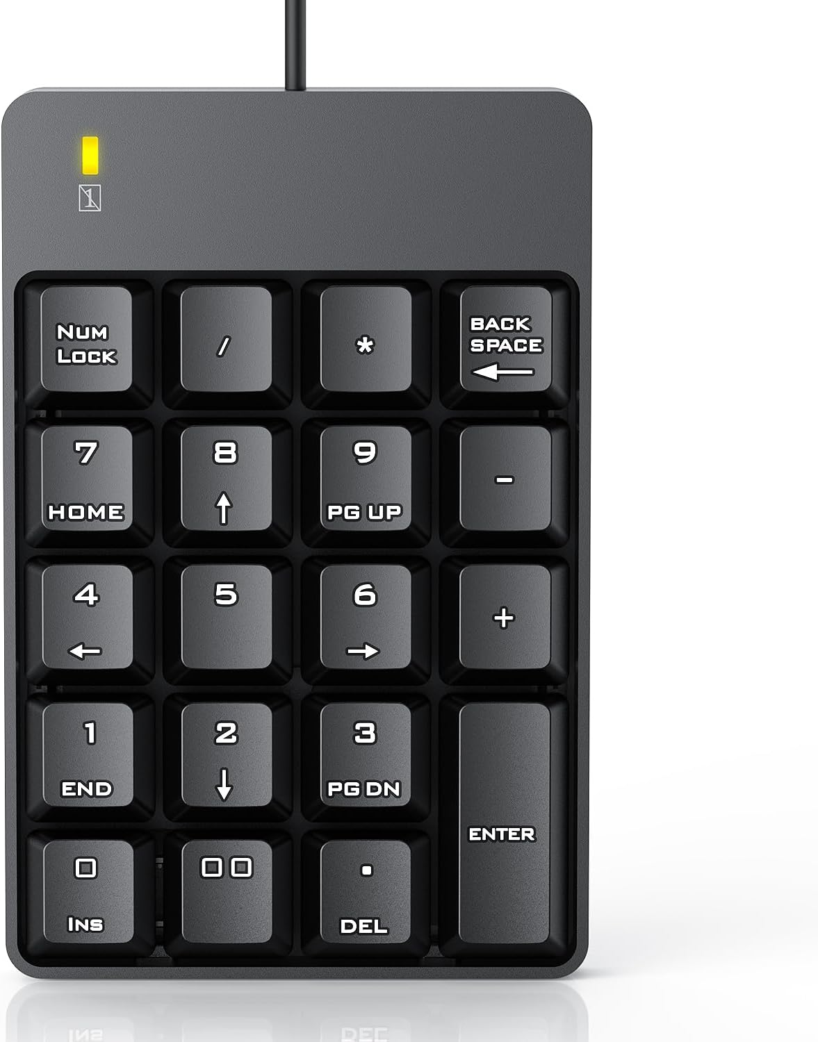 Wired Number Pad, USB Numeric Keypad 19 Key Number Keypad Keyboard for Laptop PC Computer Notebook, Big Print Letters – Black