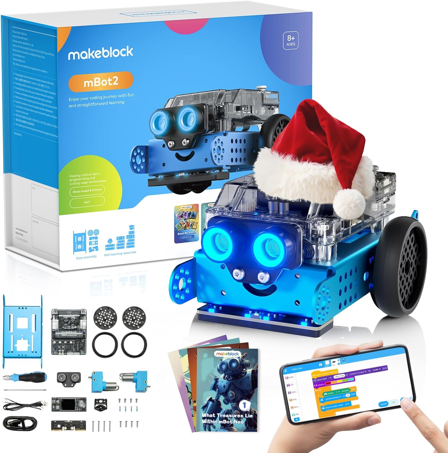 Makeblock mBot2 Coding Robot for Kids, AI Learning Robot Support Scratch & Python Programming, Robotics Kit for Kids Ages 8-12 and up, Building STEM Robot Toys Gifts for Boys Girls