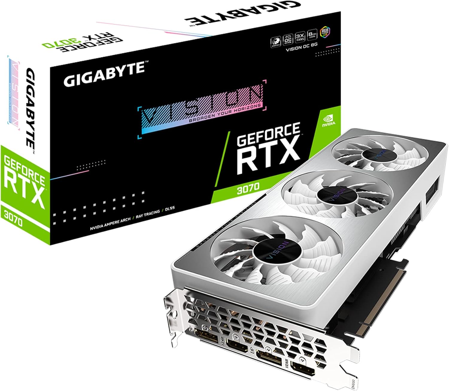 Gigabyte GeForce RTX 3070 Vision OC 8G (REV2.0) Graphics Card, 3X WINDFORCE Fans, LHR, 8GB 256-bit GDDR6, GV-N3070VISION OC-8GD REV2.0 Video Card