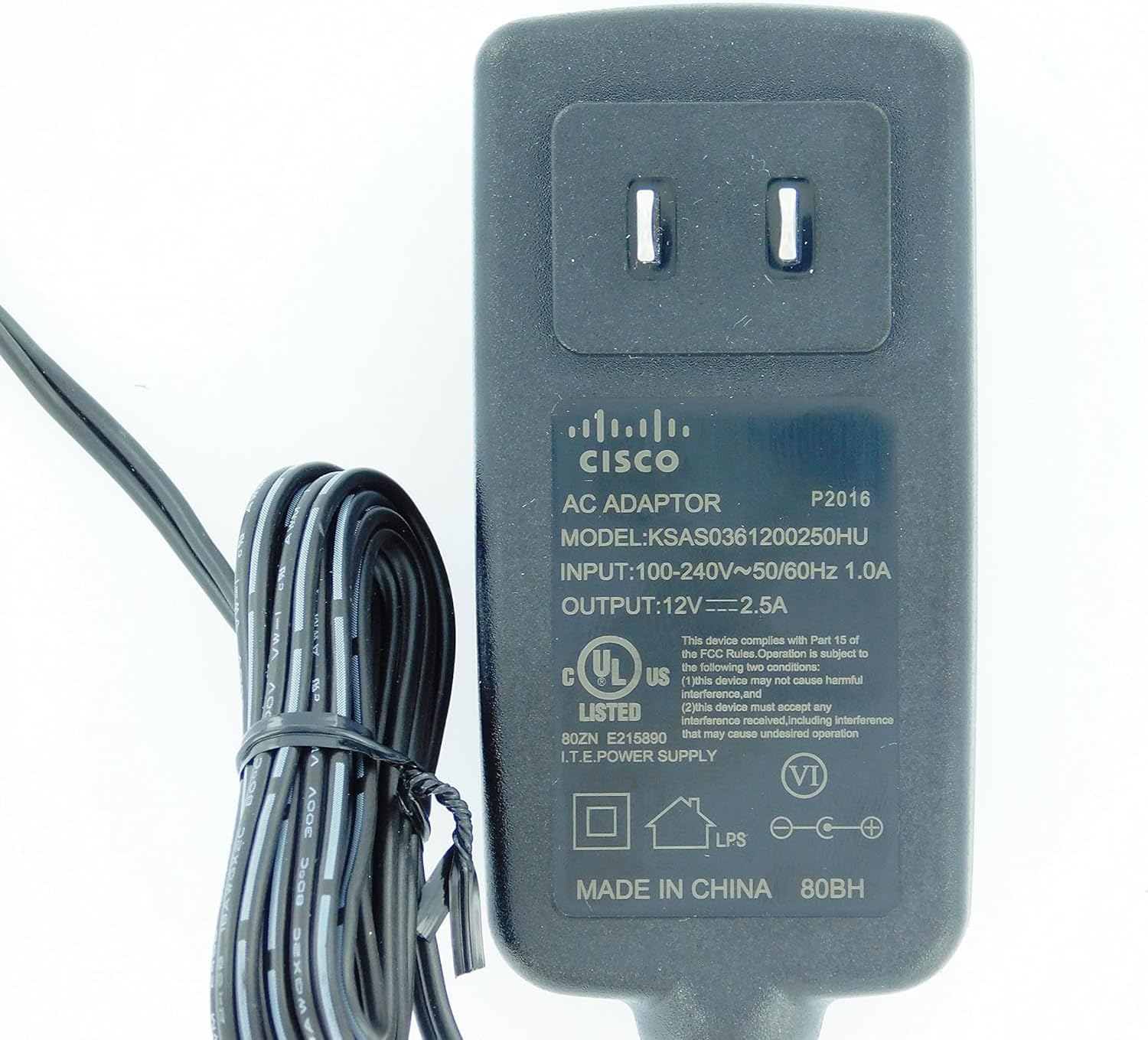 Cisco 12V 2.5A MA-PWR-30W-US AC/DC Adapter Compatible with Meraki MA-PWR-30WUS MR Wireless AP US MR12 MR16 & MR24 Access Points 12VDC Power Supply Cord Charger UpBright