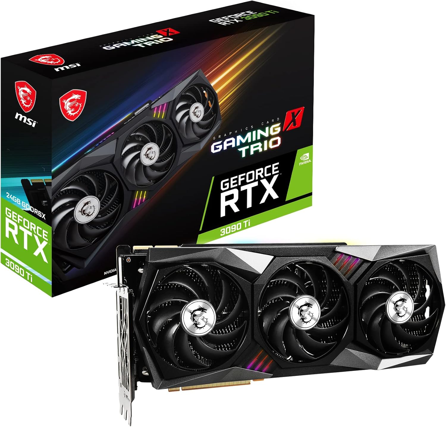 MSI GeForce RTX 3090 Ti 24GB GDRR6X 384-Bit HDMI/DP Nvlink Tri-Frozr Ampere Architecture OC Graphics Card (RTX 3090 Ti Gaming X Trio 24G)