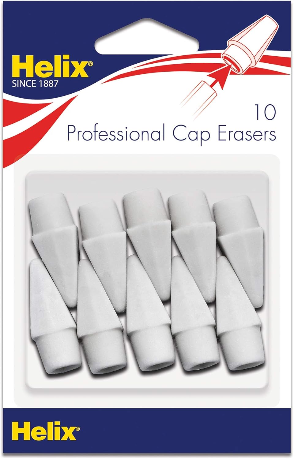 Helix – Professional Pencil Cap Erasers 10ct – Efficient Correction – Durable & Clean – Ideal for Students and Professionals – Latex free