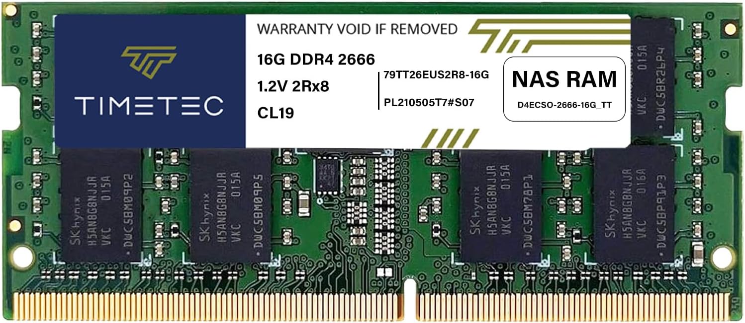 Timetec DDR4-2666 16GB Replacement for Synology D4ECSO-2666-16G DDR4 ECC Unbuffered SODIMM 2666MHz PC4-21300 260 Pin 1.2V CL19 Dual Rank 2Rx8 Memory RAM Upgrade (D4ECSO-2666-16G_TT)