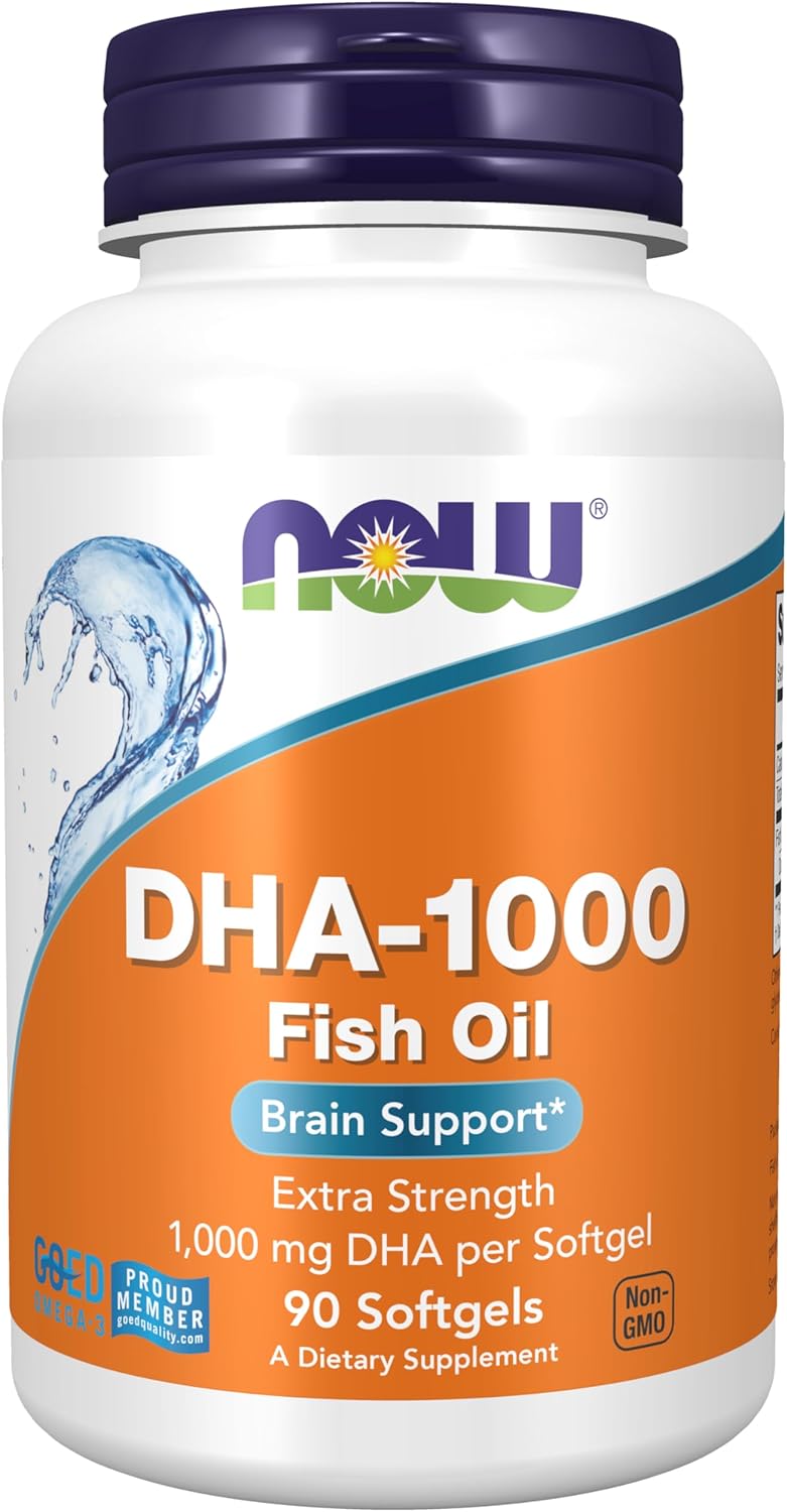 NOW Foods Supplements, DHA 1,000 Brain Support, Extra Strength, 1,000 mg DHA, 90 Softgels