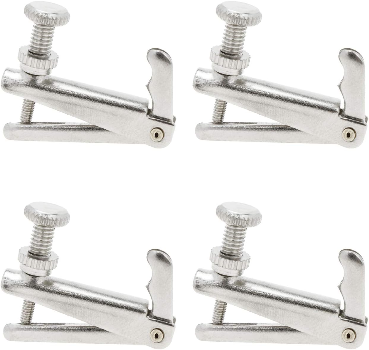 Geesatis Violin Fine Tuner for 3/4 4/4 Violin 4 Pcs Violin Metal String Adjuster, Silver