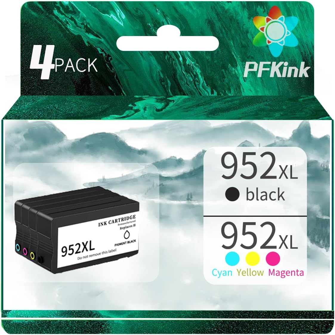 952XL Ink Cartridges Replacement 952XL Ink Cartridge Combo Pack for Officejet Pro 8710 7740 8720 8210 8715 8702 7720 8730 8740 8216 8725 8700 Printer (Black, Cyan, Yellow, Magenta)