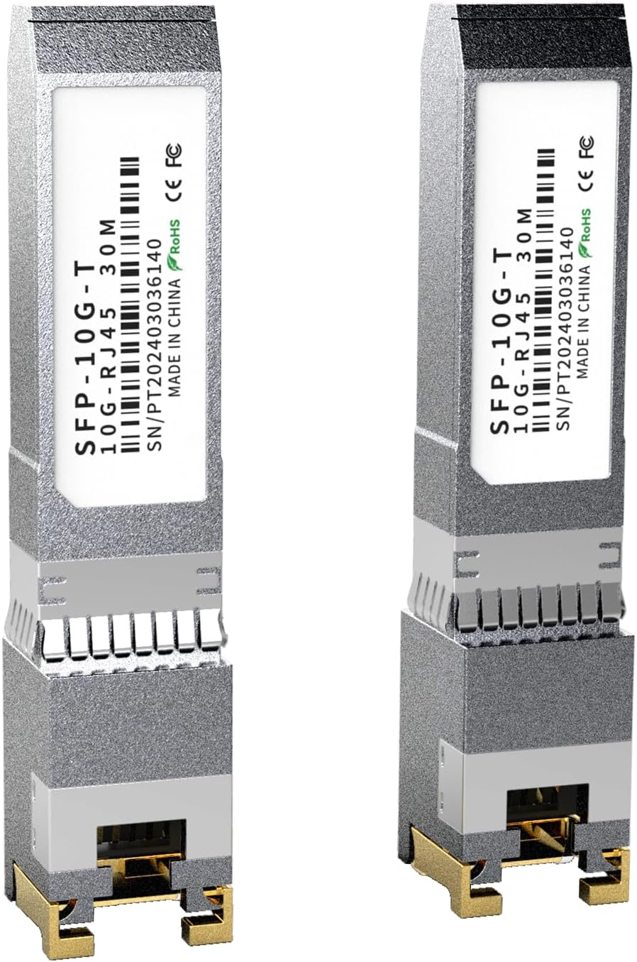 2PCS 10GBASE-T SFP+ RJ45 Copper Transceiver Module, Multi-Rate 1.25G/2.5G/5G/10G up to 30m – Compatible with TP-Link, Cisco SFP-10G-T-S, Ubiquiti UF-RJ45-10G, Netgear, Broadcom, Mikrotik and More