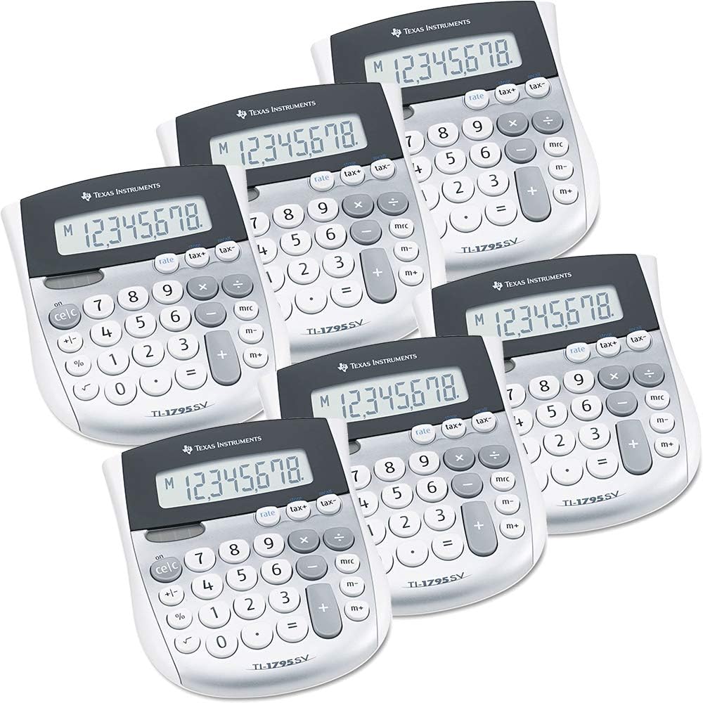 TEXAS INSTRUMENTS TI-1795SV Handheld Calculator, Eight-Digit LCD (Case of 6) by Texas Instruments