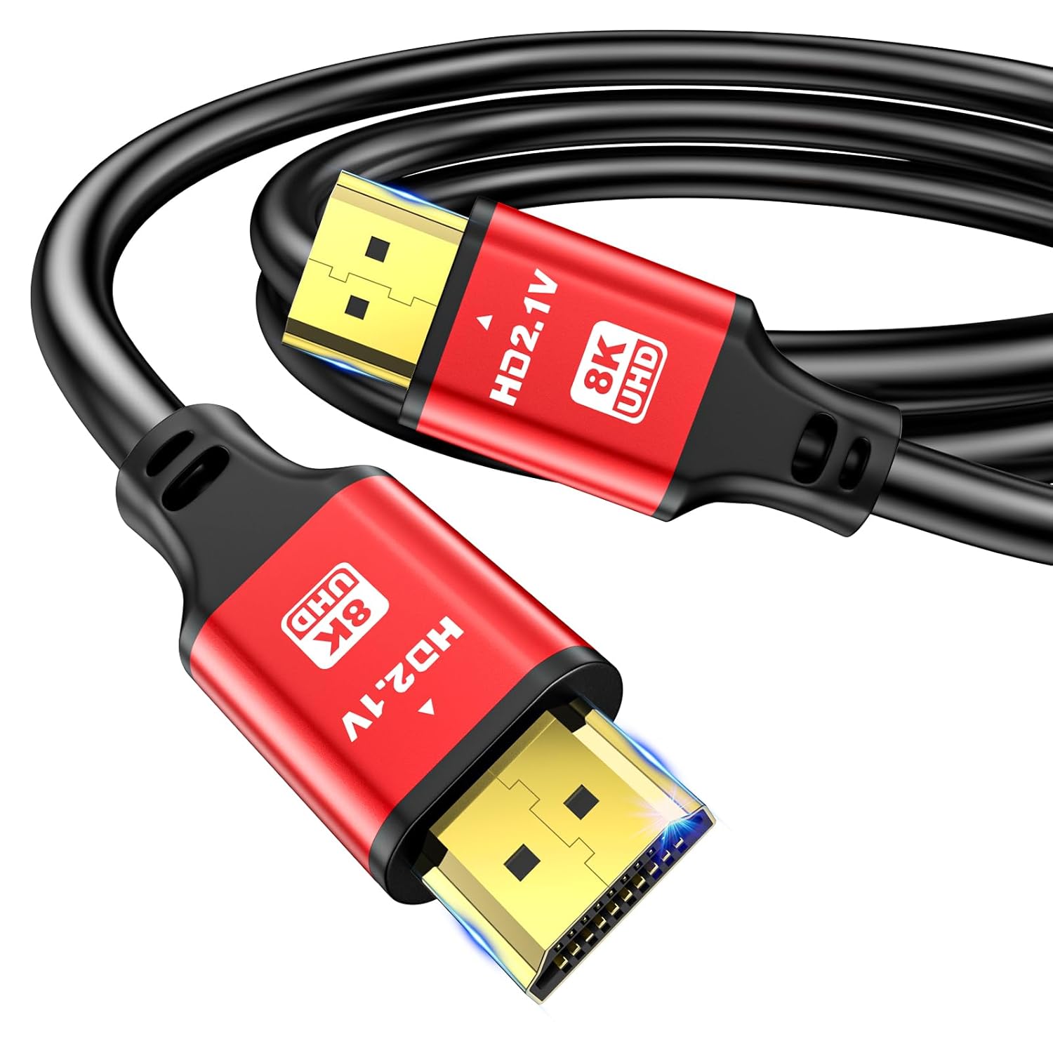 HDMI Cable 3ft, 48Gbps 8K@60Hz 4K@120Hz, HDCP 2.2 & 2.3, DTS:X, HDR 10 Compatible with Roku TV/eARC/3D/PS5/HDTV/Laptop/Blu-ray High Speed HDMI Cable(Red)