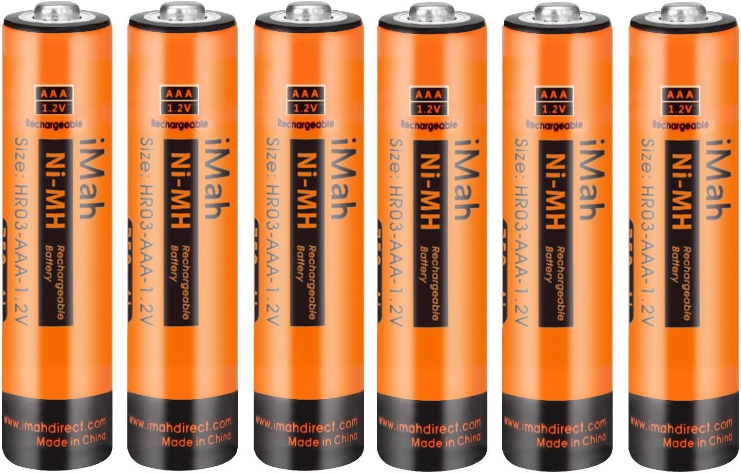 iMah 1.2V 750mAh Ni-MH AAA Rechargeable Batteries for Panasonic Cordless Phones Replace Battery 300mAh BK30AAABU 400mAh BK40AAABU 550mAh HHR-55AAABU 630mAh HHR-65AAABU and 750mAh HHR-75AAA/B (6-Pack)