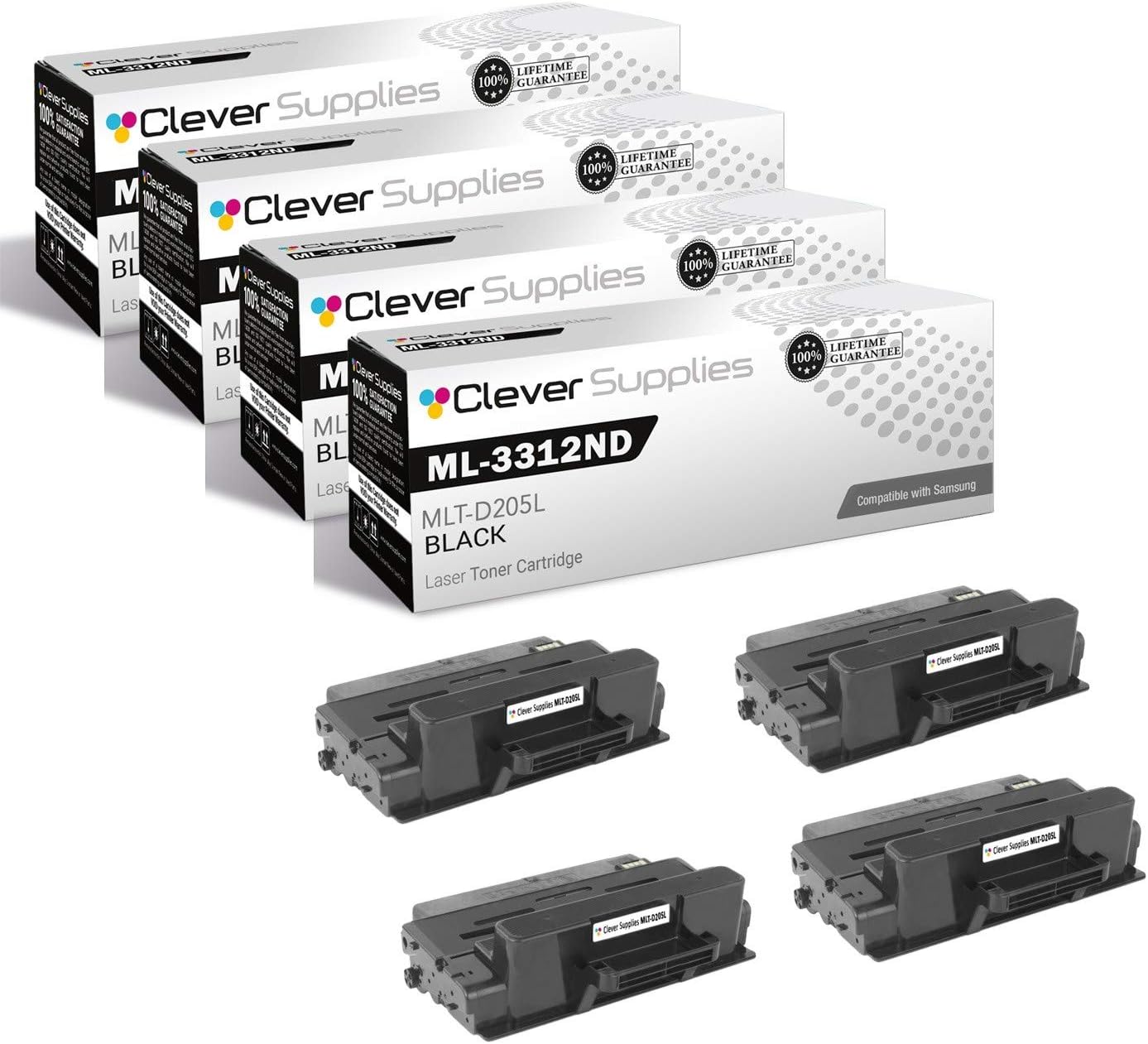 CS Compatible Toner Cartridge Replacement for Samsung ML-3312ND MLT-D205L Black ML Printers ML-3312ND ML-3712DW ML-3712ND SCX Printers SCX-4835FD SCX-4835FR SCX-5639FR Toner Cartridge 2 Pack