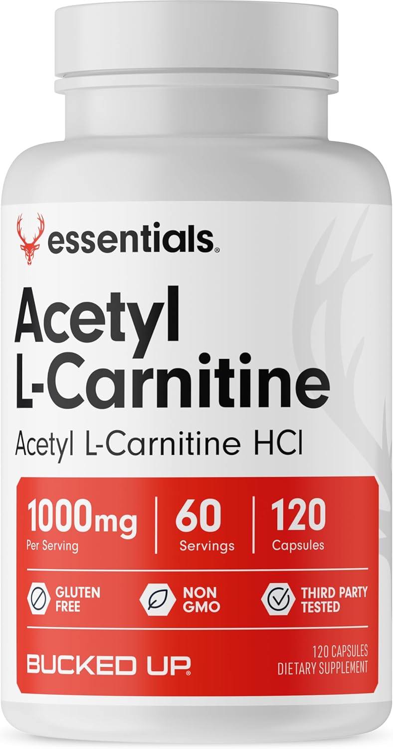 Bucked Up Acetyl L-Carnitine 1000mg Per Serving, Supports Brain Function Essentials (60 Servings, 120 Capsules)