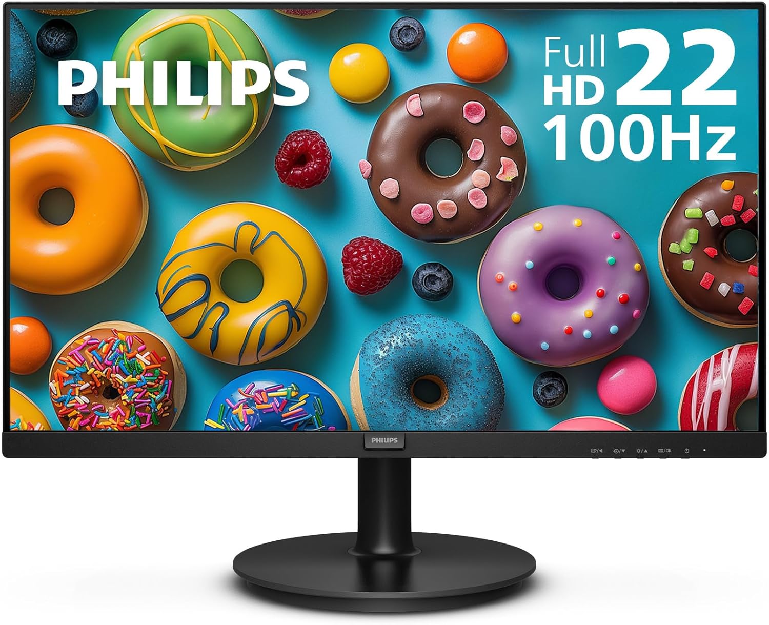 PHILIPS 22 inch Class Thin Full HD (1920 x 1080) Monitor, 100Hz Refresh Rate, VESA, HDMI x1, VGA x1, LowBlue Mode, Adaptive Sync, 4 Year Advance Replacement Warranty, 221V8LB