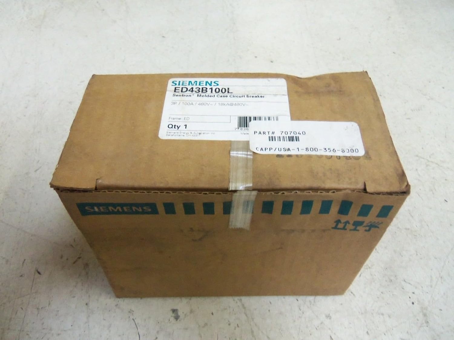 ED43B100L Type ED4 Sentron Circuit Breaker by SIEMENS