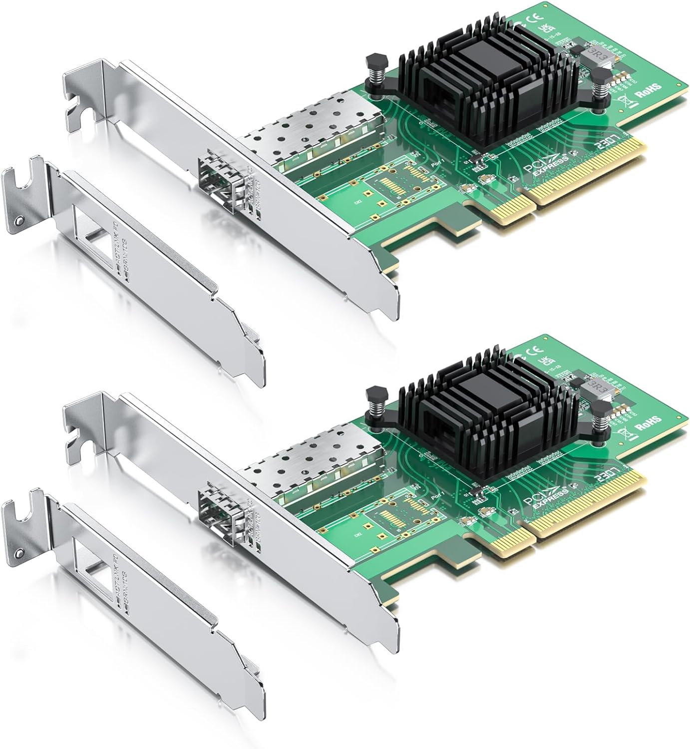 10Gtek 10Gb PCI-E NIC Network Card, Single SFP+ Port, with Intel 82599EN Controller, Ethernet LAN Adapter Support Windows Server/Linux/VMware, Compare to Intel X520-DA1(Intel E10G42BTDA),2-Pack