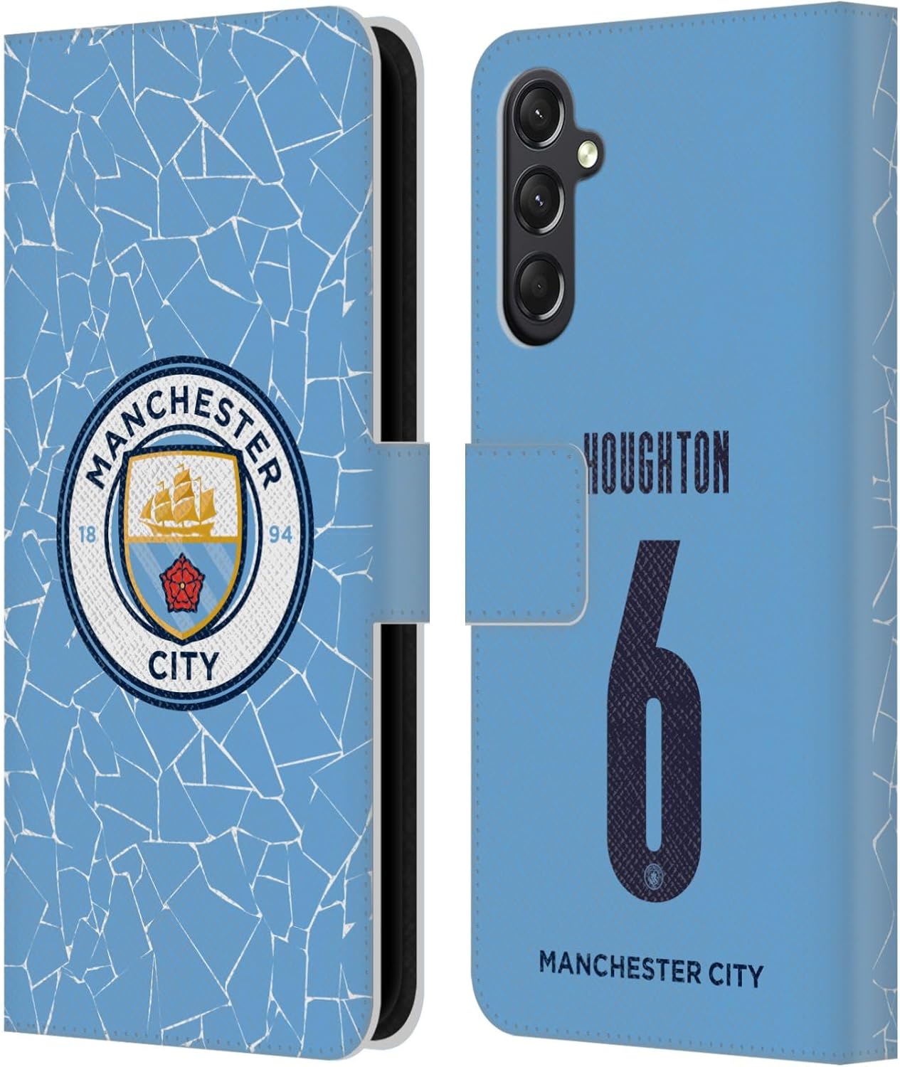 Head Case Designs Officially Licensed Manchester City Man City FC Steph Houghton 2020/21 Women’s Home Kit Group 1 Leather Book Wallet Case Cover Compatible with Samsung Galaxy A24 4G / Galaxy M34 5G