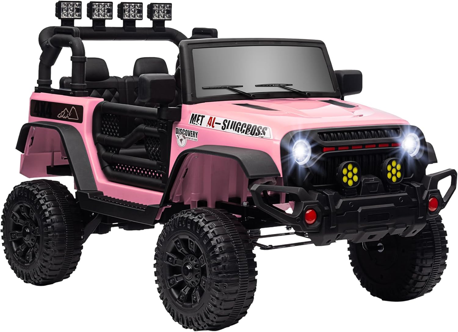 Qaba 12V Ride on Truck, Electric Car for Kids, Battery Powered Ride on Car, Parent Remote, 4 Suspension Wheels, Music Horn LED Lights, Pink