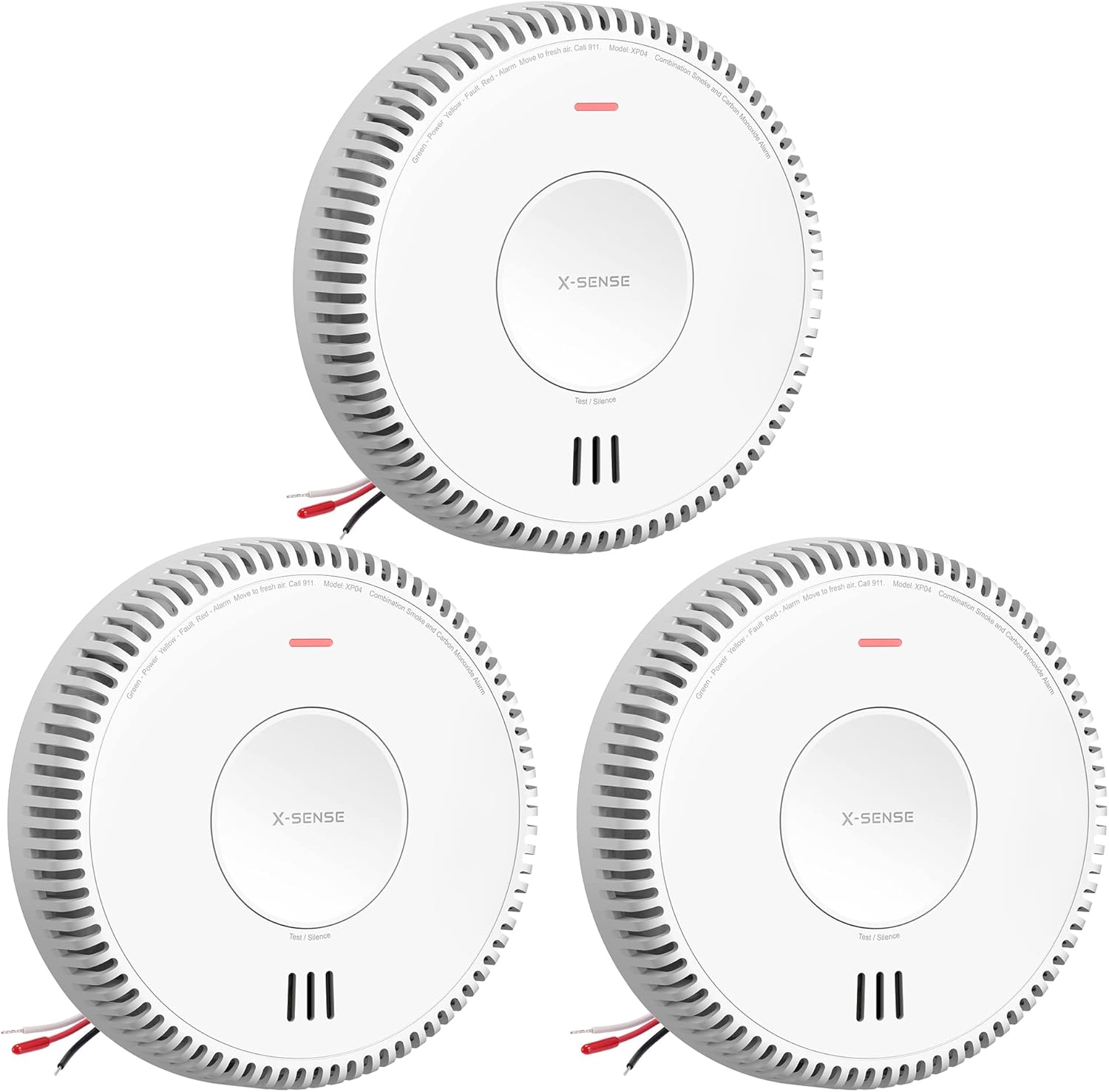 X-Sense Hardwired Combination Smoke and Carbon Monoxide Detector, Hardwired Interconnected Smoke and CO Detector Alarm with Replaceable Battery Backup, XP04, 3-Pack