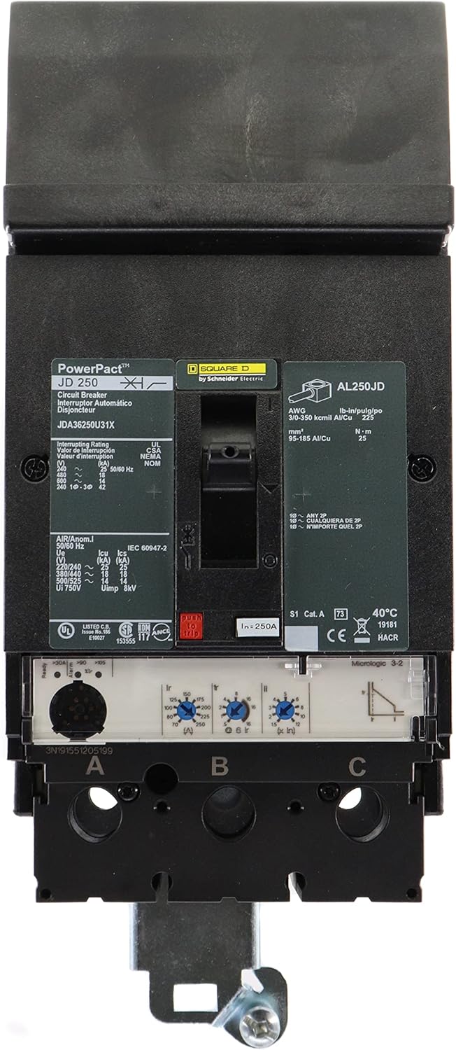 SCHNEIDER ELECTRIC JDA36250U31X Molded Case Circuit Breaker 600-Volt 250-Amp