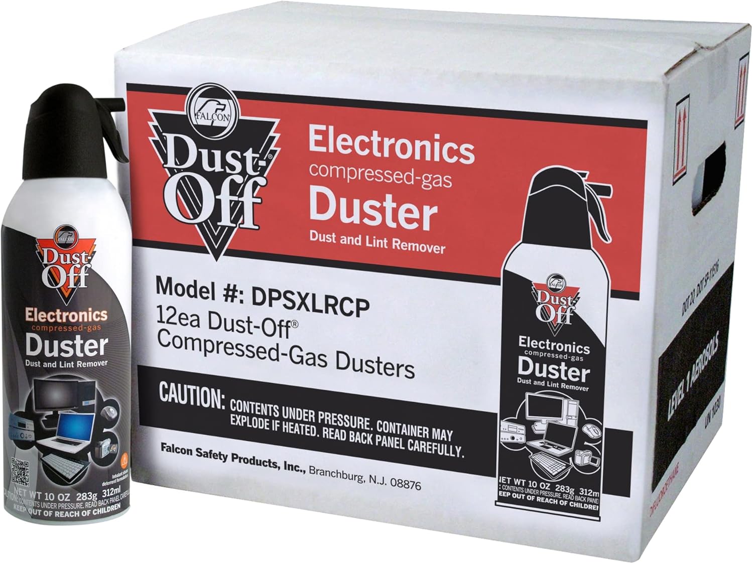 Falcon Safety Dust Off DPSXLRCP Compressed Gas, 10 Oz, Pack of 12